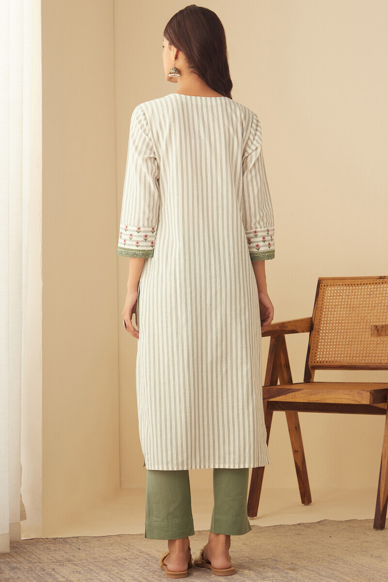 Off-White Handcrafted Straight Cotton Kurta