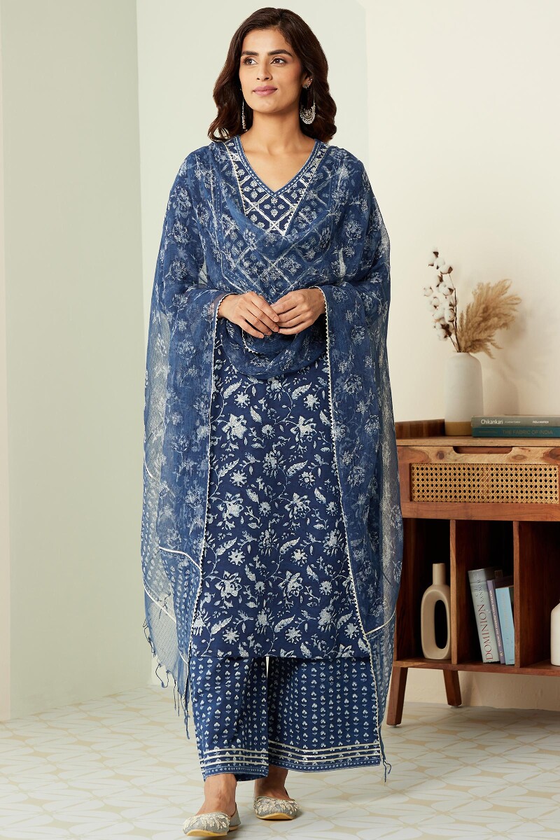 Bagru Hand Block-Printed Kota Dupatta