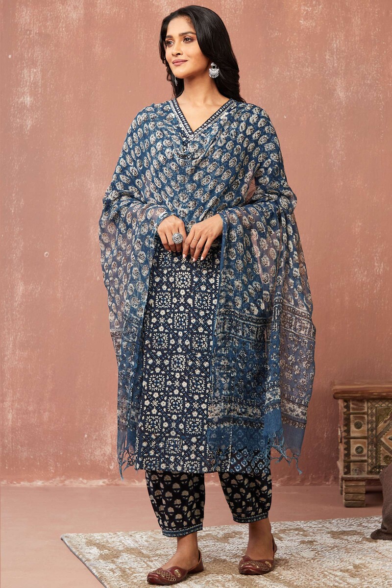 Bagru Hand Block-Printed Straight Cotton Kurta