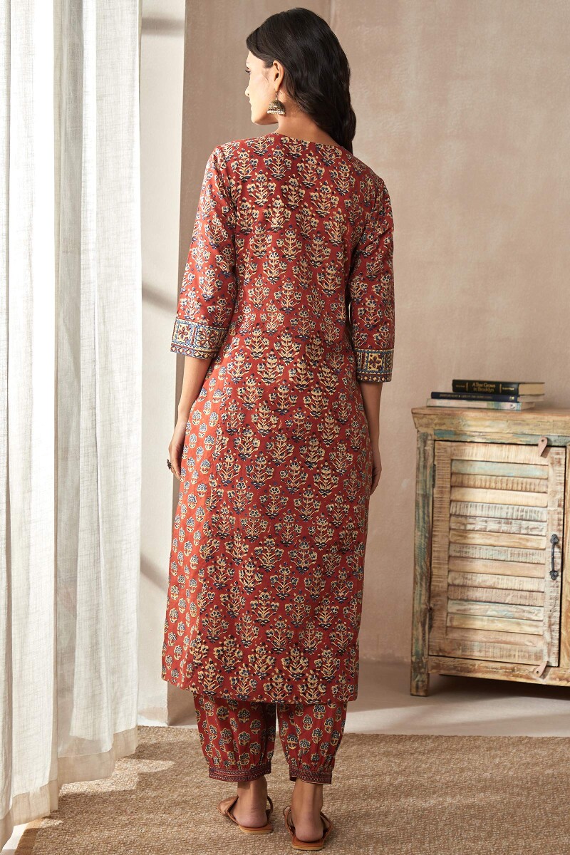 Bagru Hand Block-Printed Straight Cotton Kurta