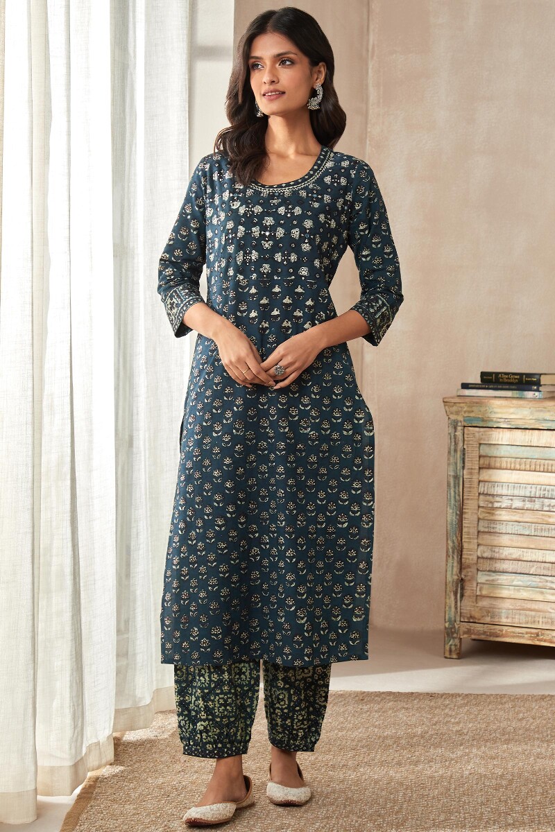 Bagru Hand Block-Printed Straight Cotton Kurta