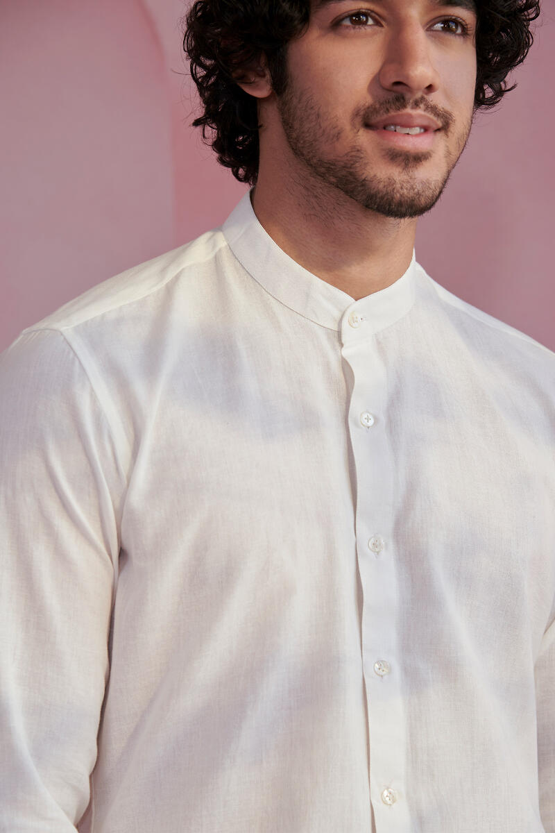 White Handcrafted Cotton Shirt