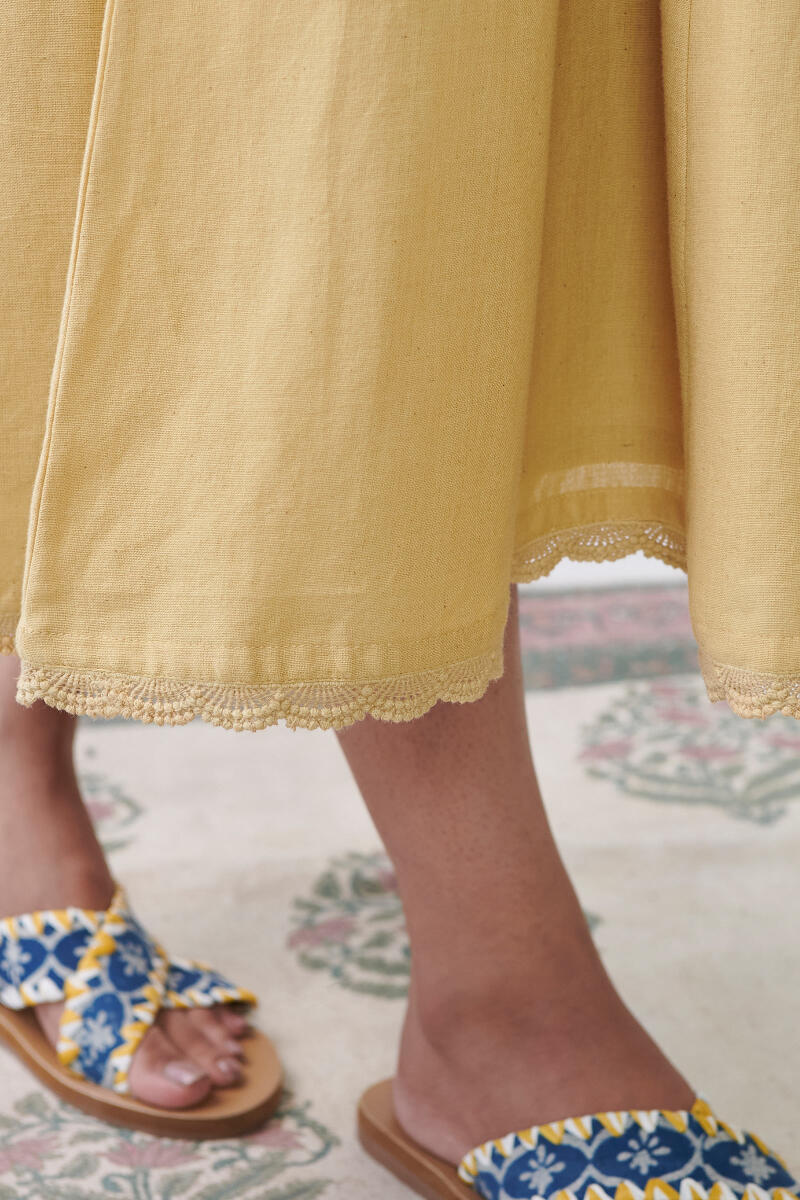 Yellow Handcrafted Cotton Dress