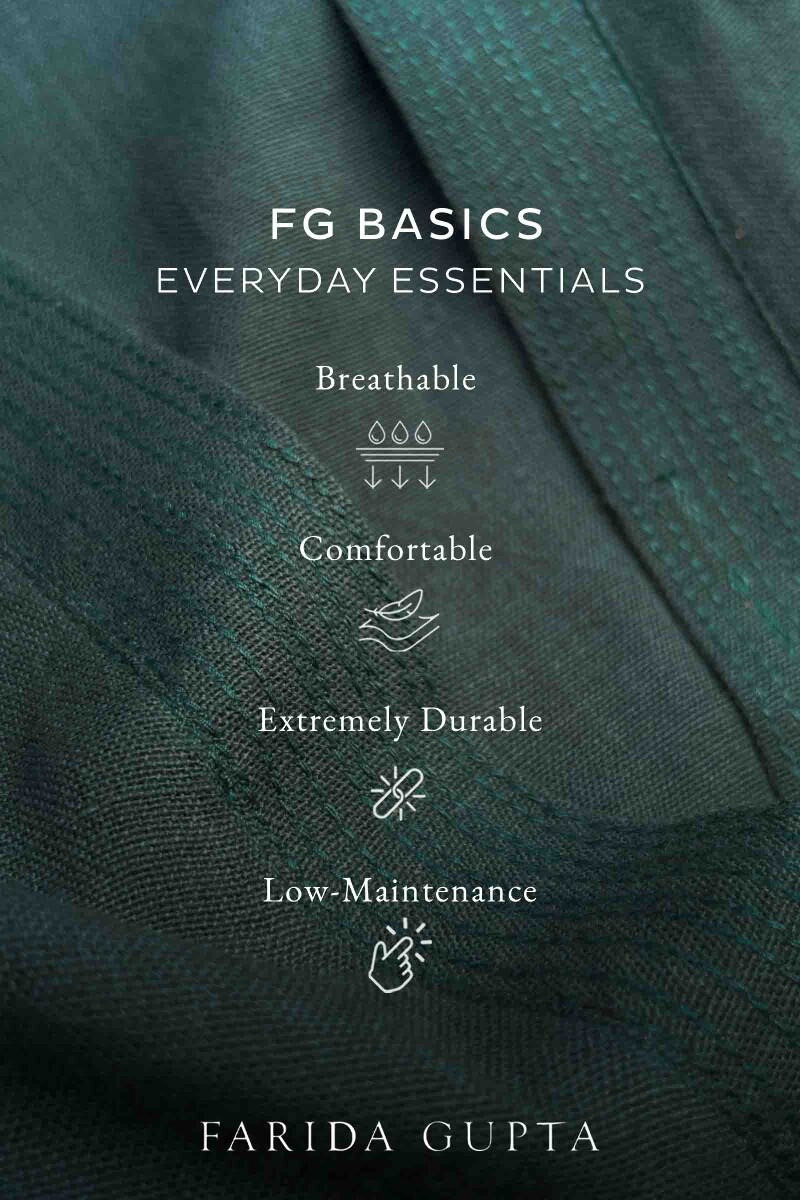 Teal Handcrafted Straight Cotton Kurta