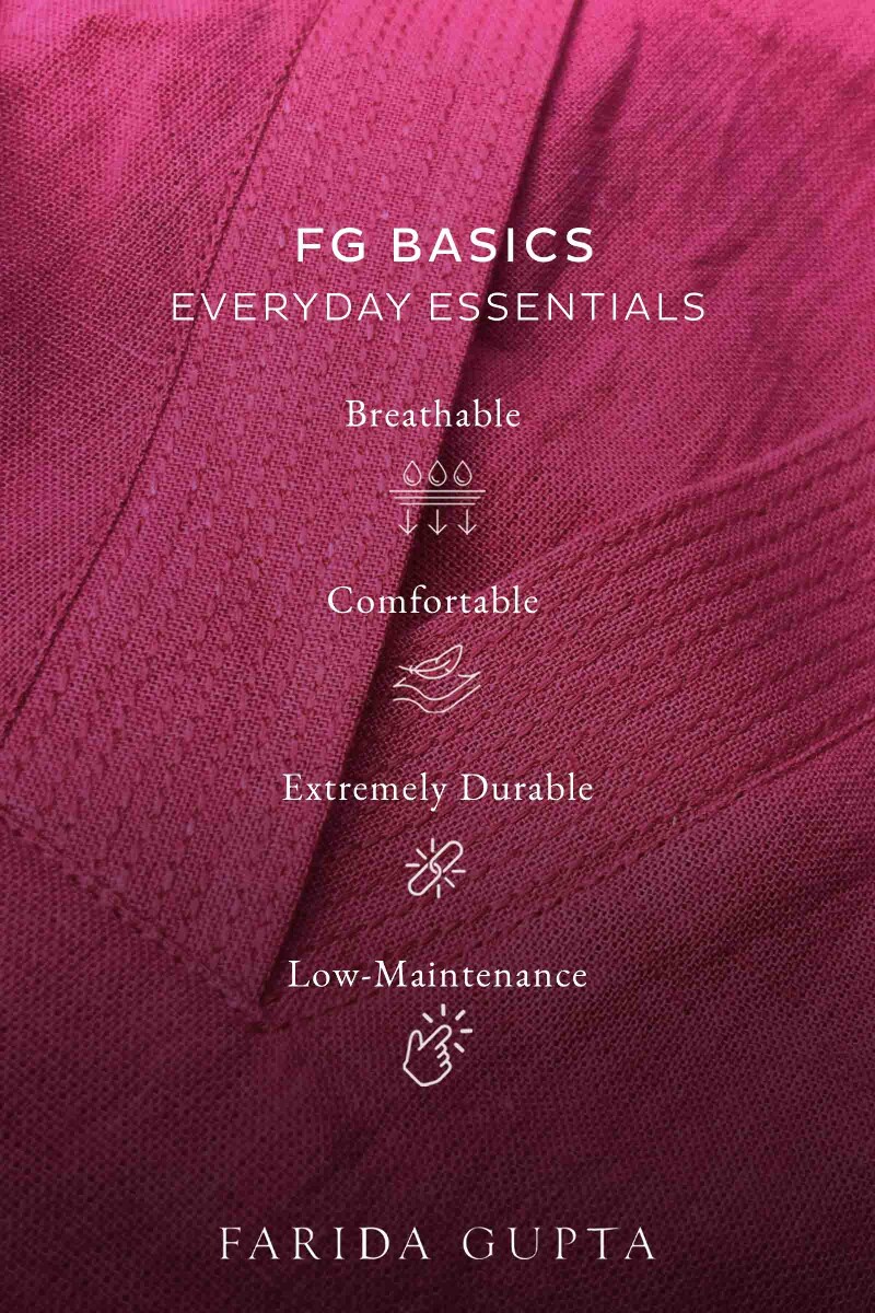 Rose Pink Handcrafted Straight Cotton Flax Kurta