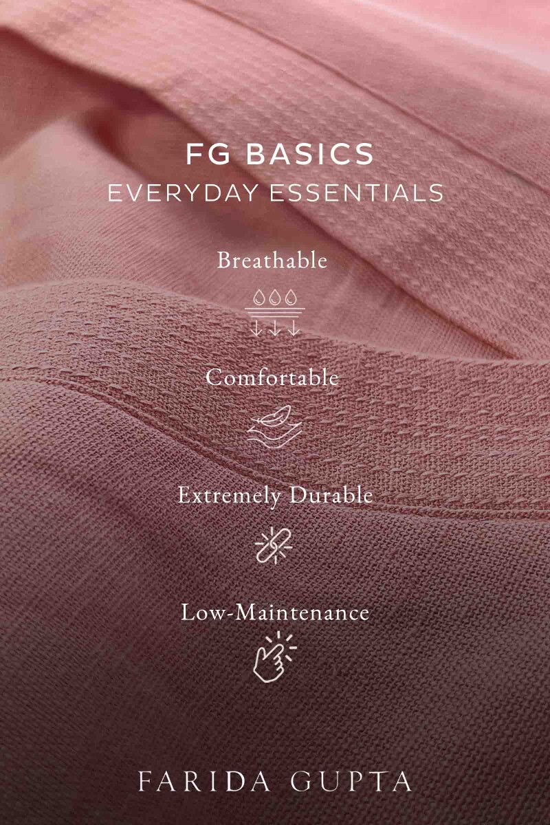 Pink Handcrafted Straight Cotton Flax Kurta