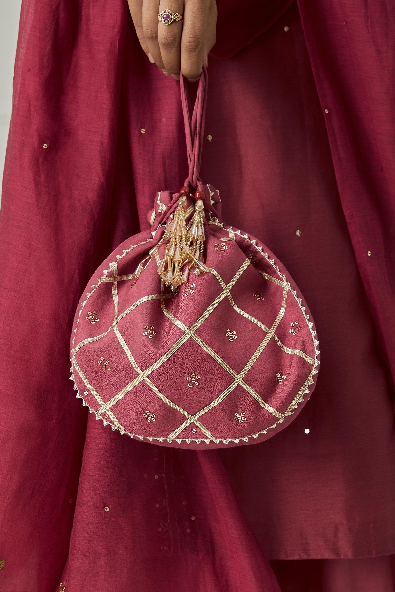 Maroon Handcrafted Modal Potli Bag