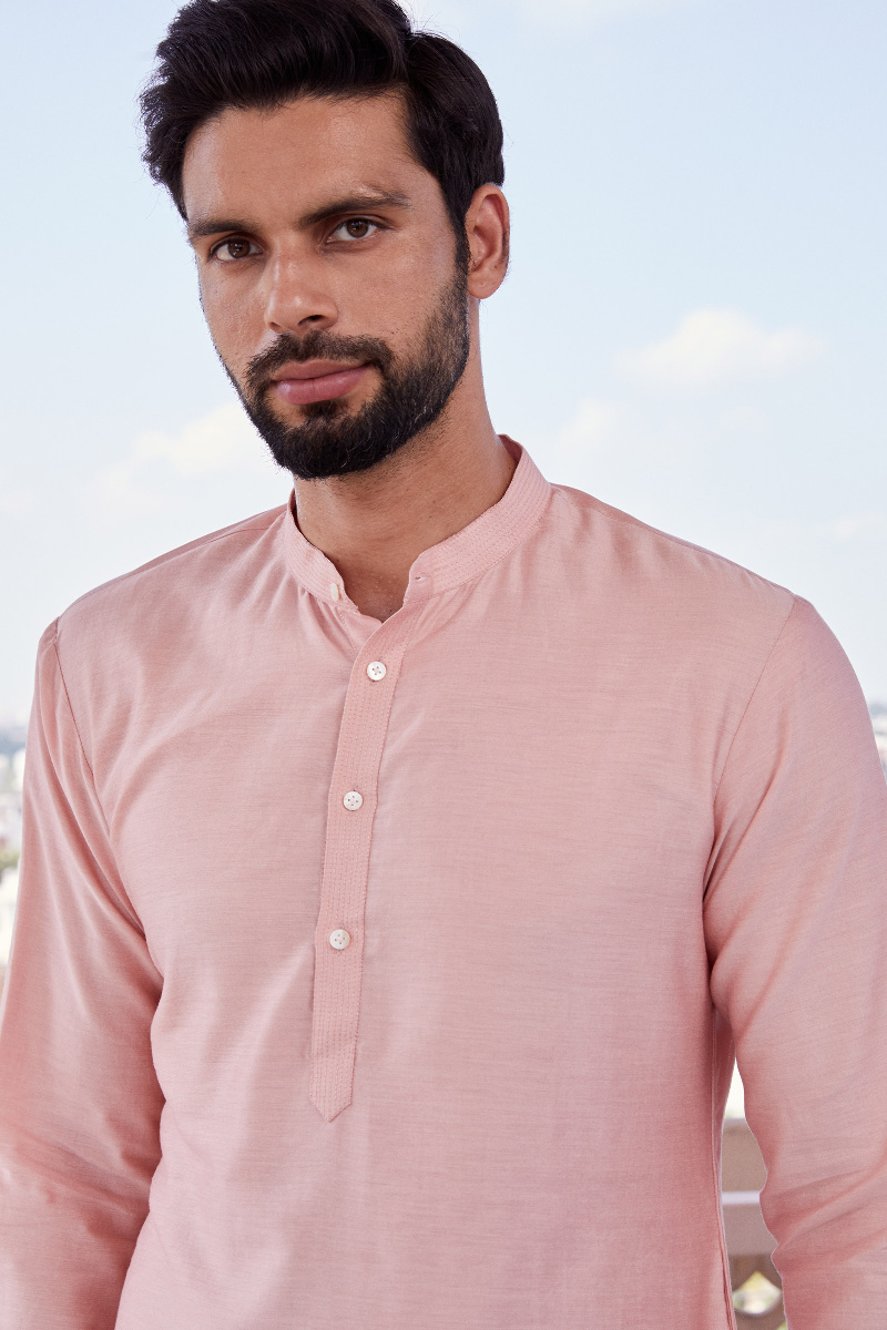 Pink Handcrafted Chanderi Kurta