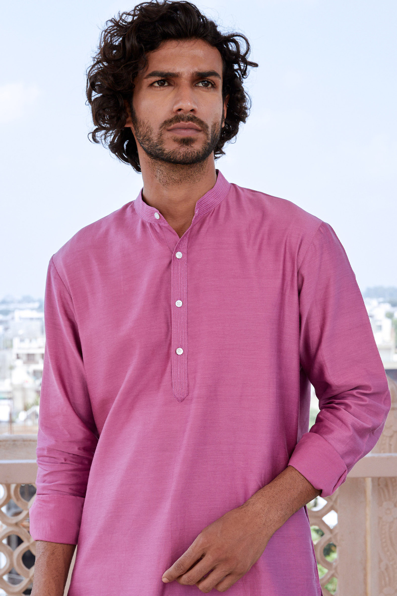 Purple Handcrafted Chanderi Kurta