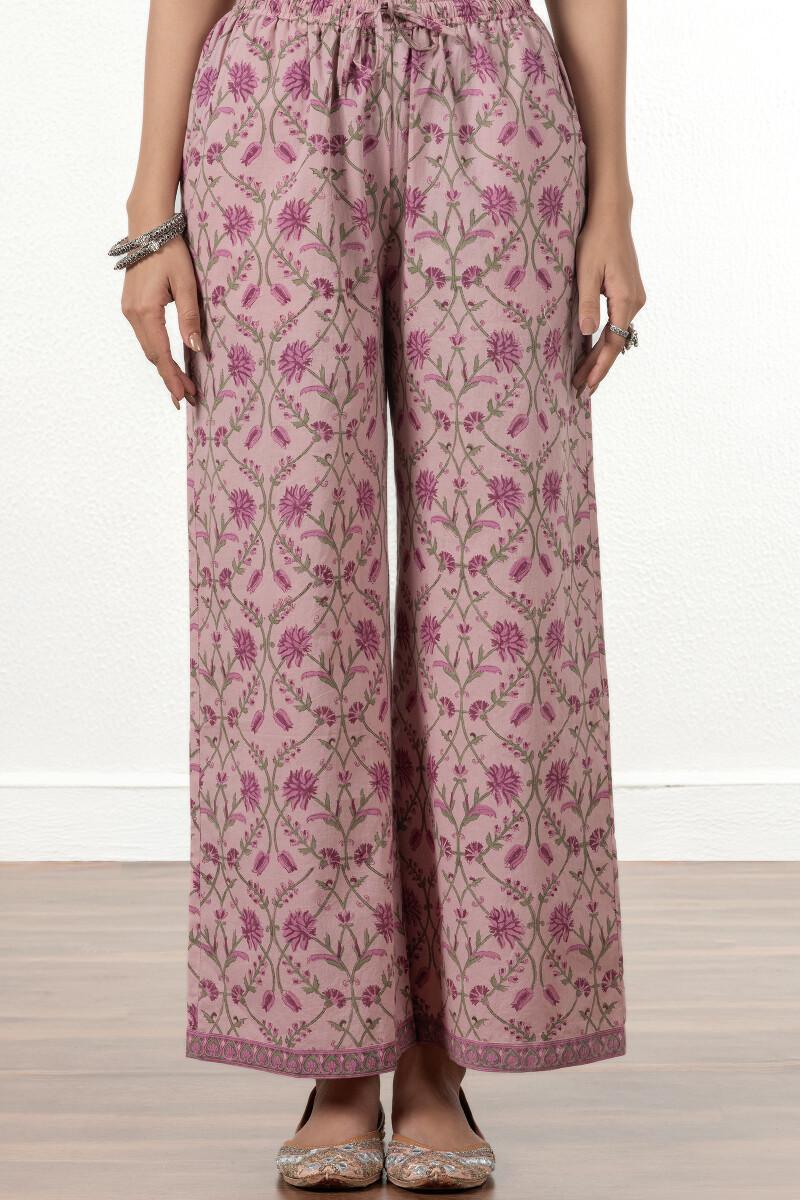 Pink Block Printed Cotton Farsi