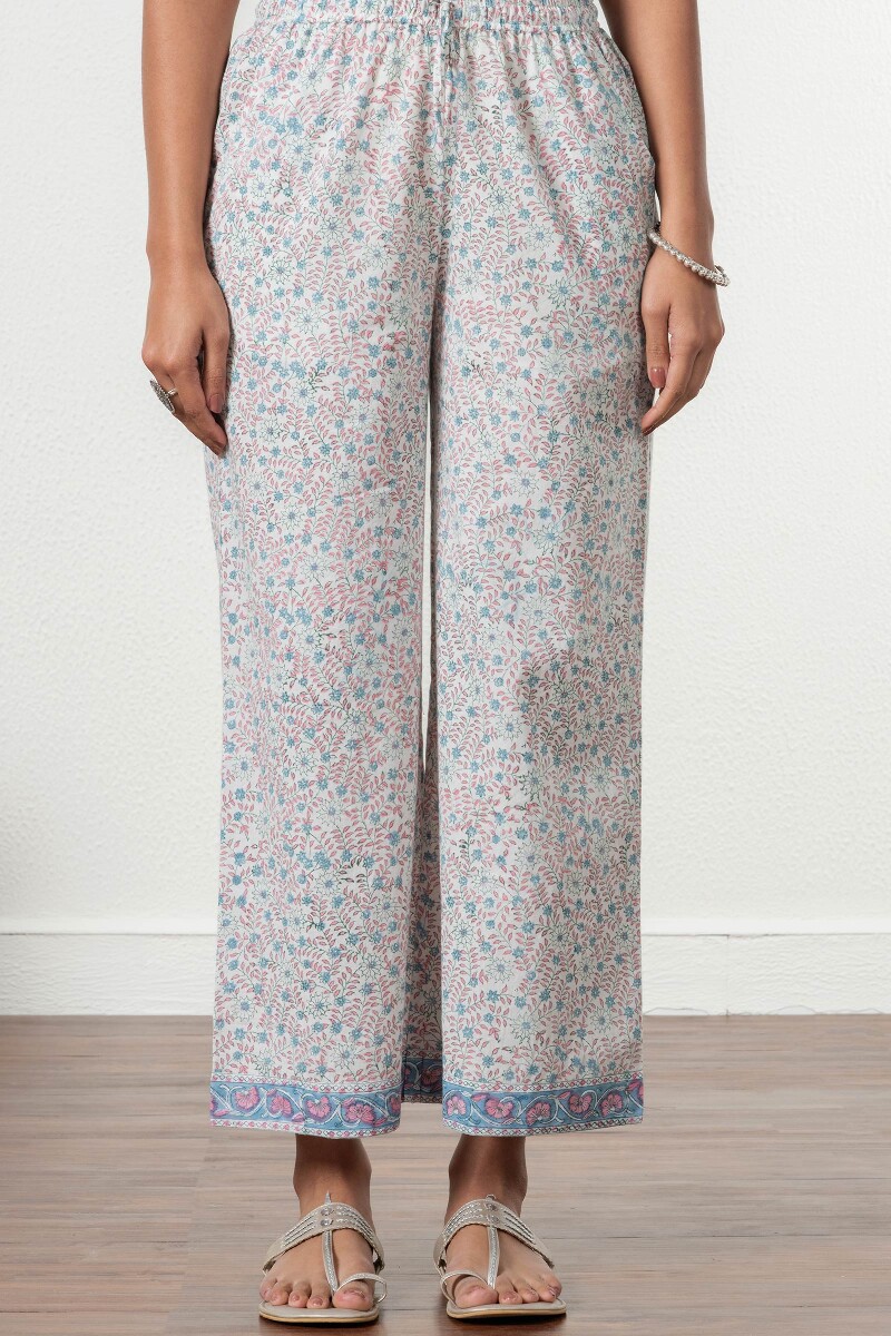 White Handcrafted Cotton Farsi Pants