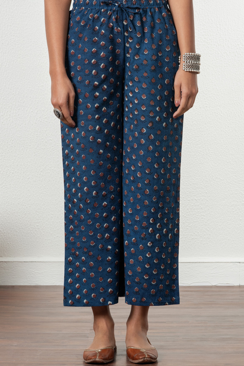 Indigo Block Printed Cotton Farsi