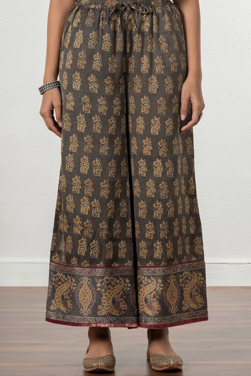 Ajrak Block Printed Modal Satin Palazzo