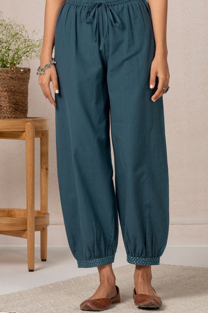 Indigo Handcrafted Cotton Izhaar Pants