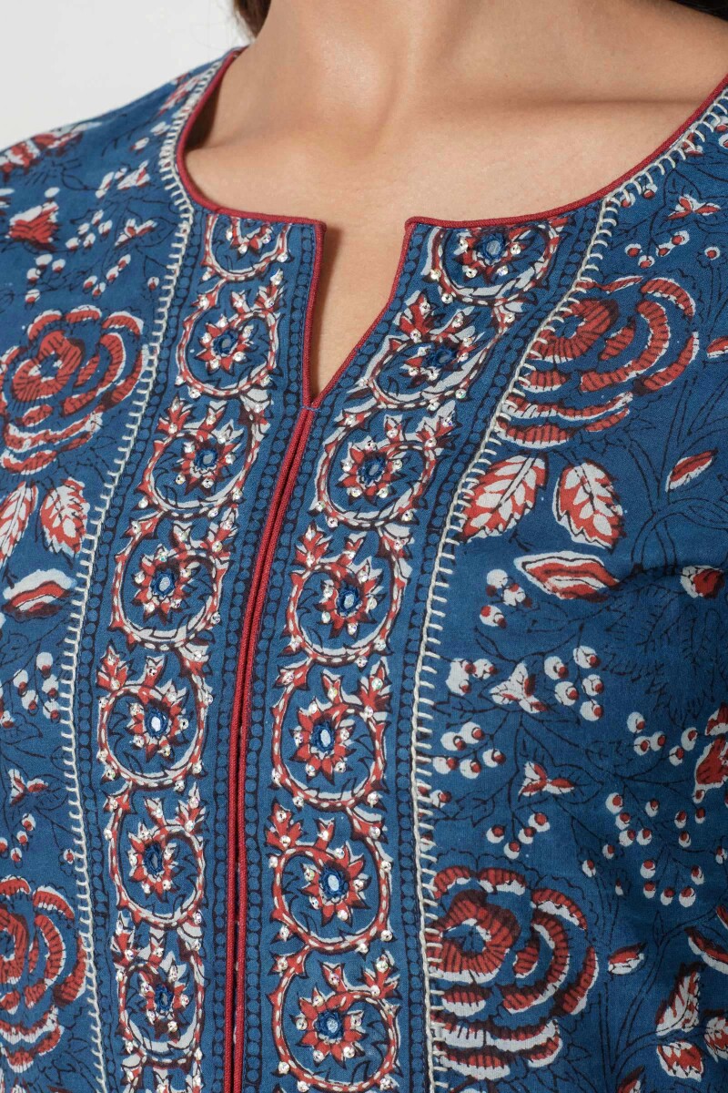 Bagru Block Printed A-Line Cotton Kurta