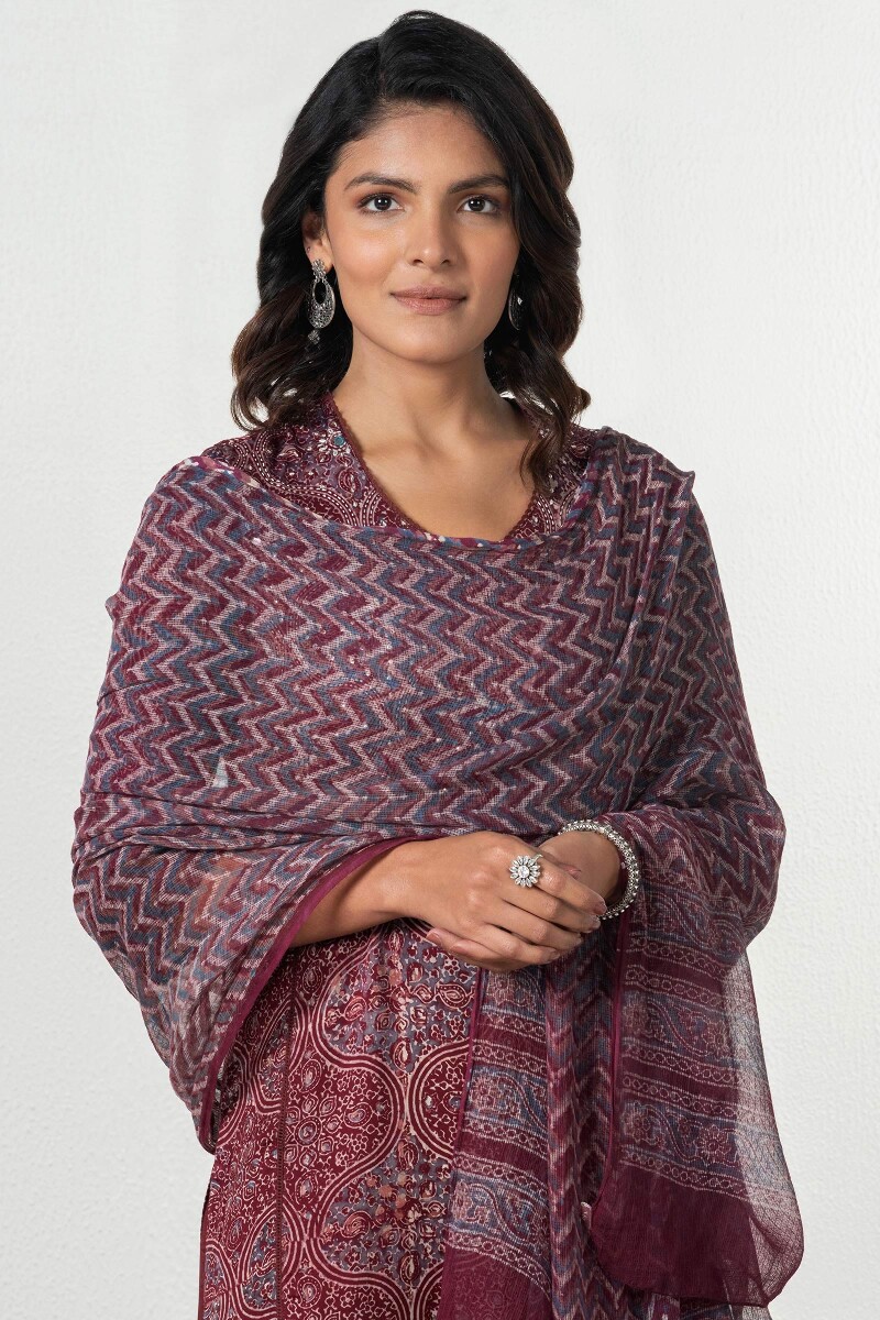Ajrak Block Printed Kota Dupatta