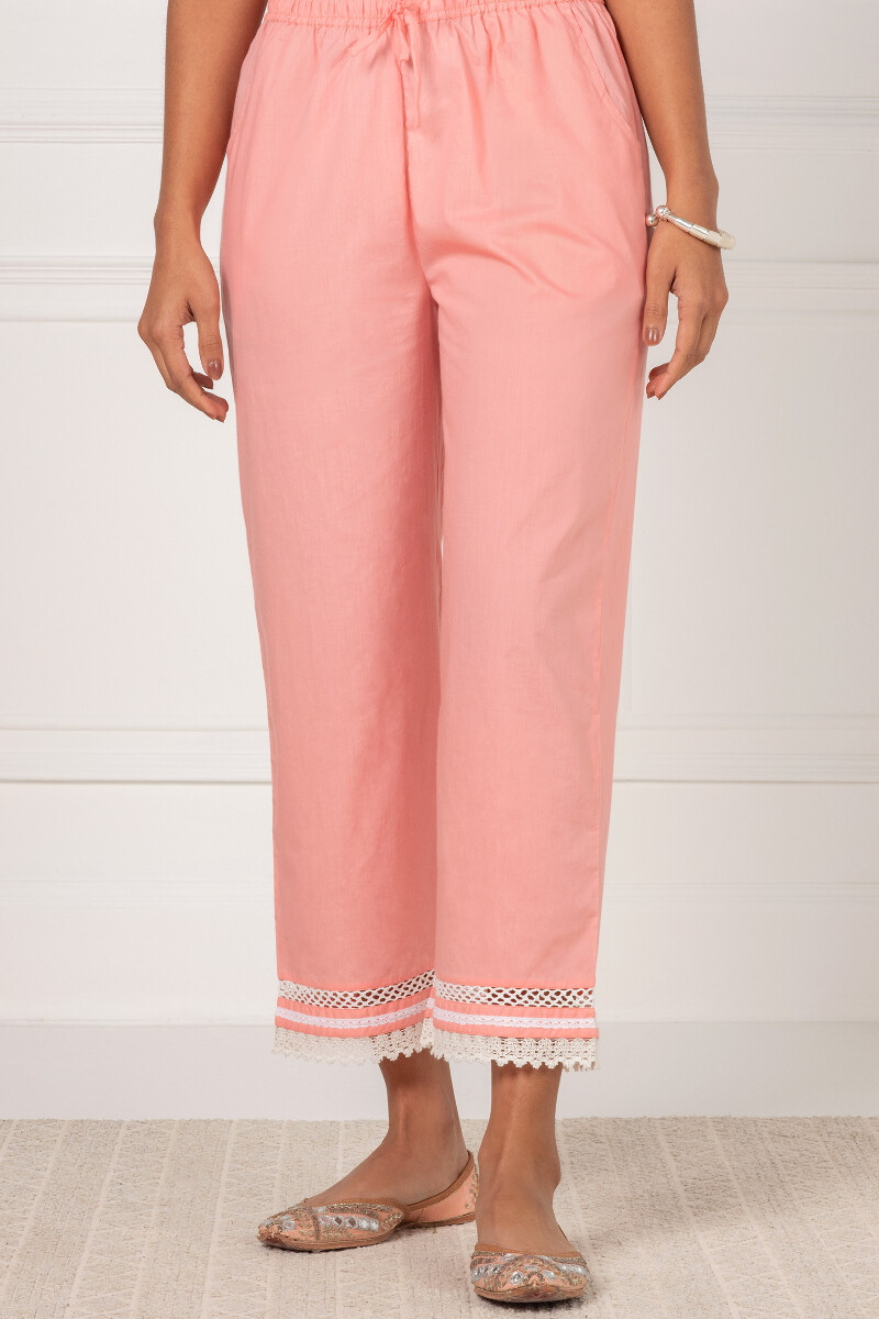 Peach Handcrafted Cotton Straight Farsi