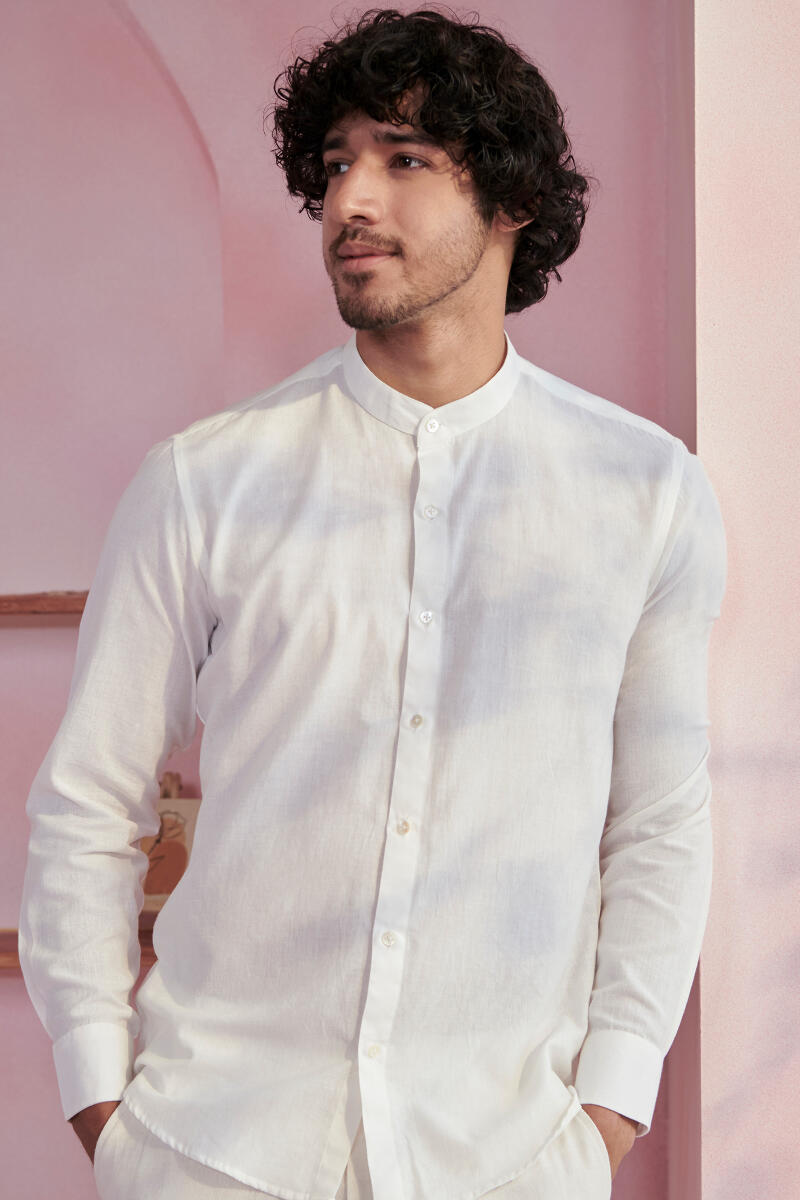 Buy White Handcrafted Cotton Shirt for Men FGMNS22 18 Farida Gupta