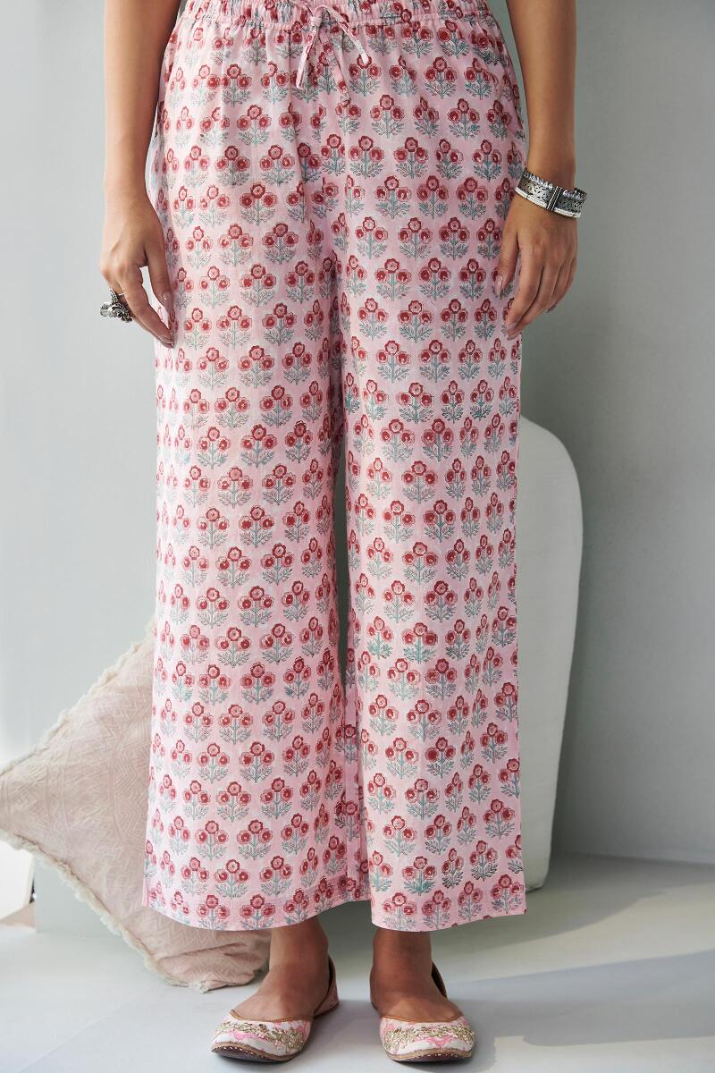 Pink Block Printed Cotton Farsi