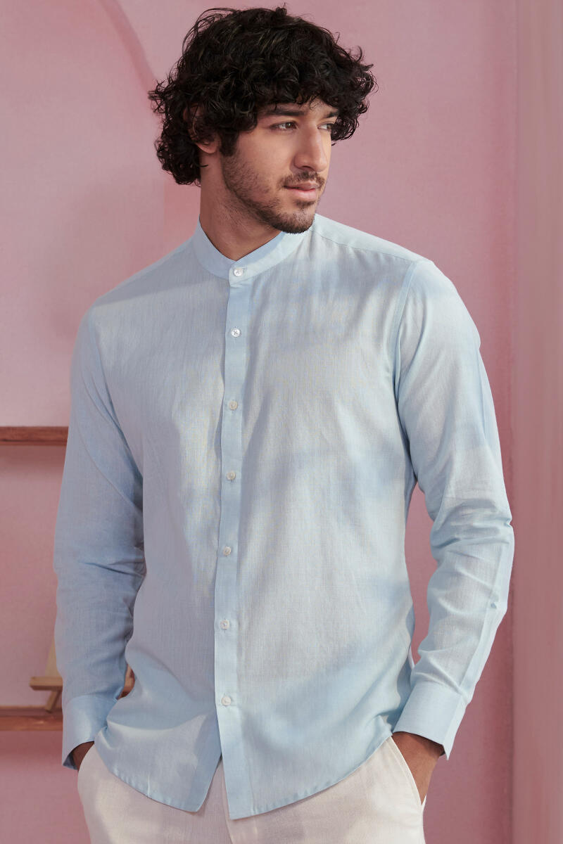 Light Blue Handcrafted Cotton Shirt