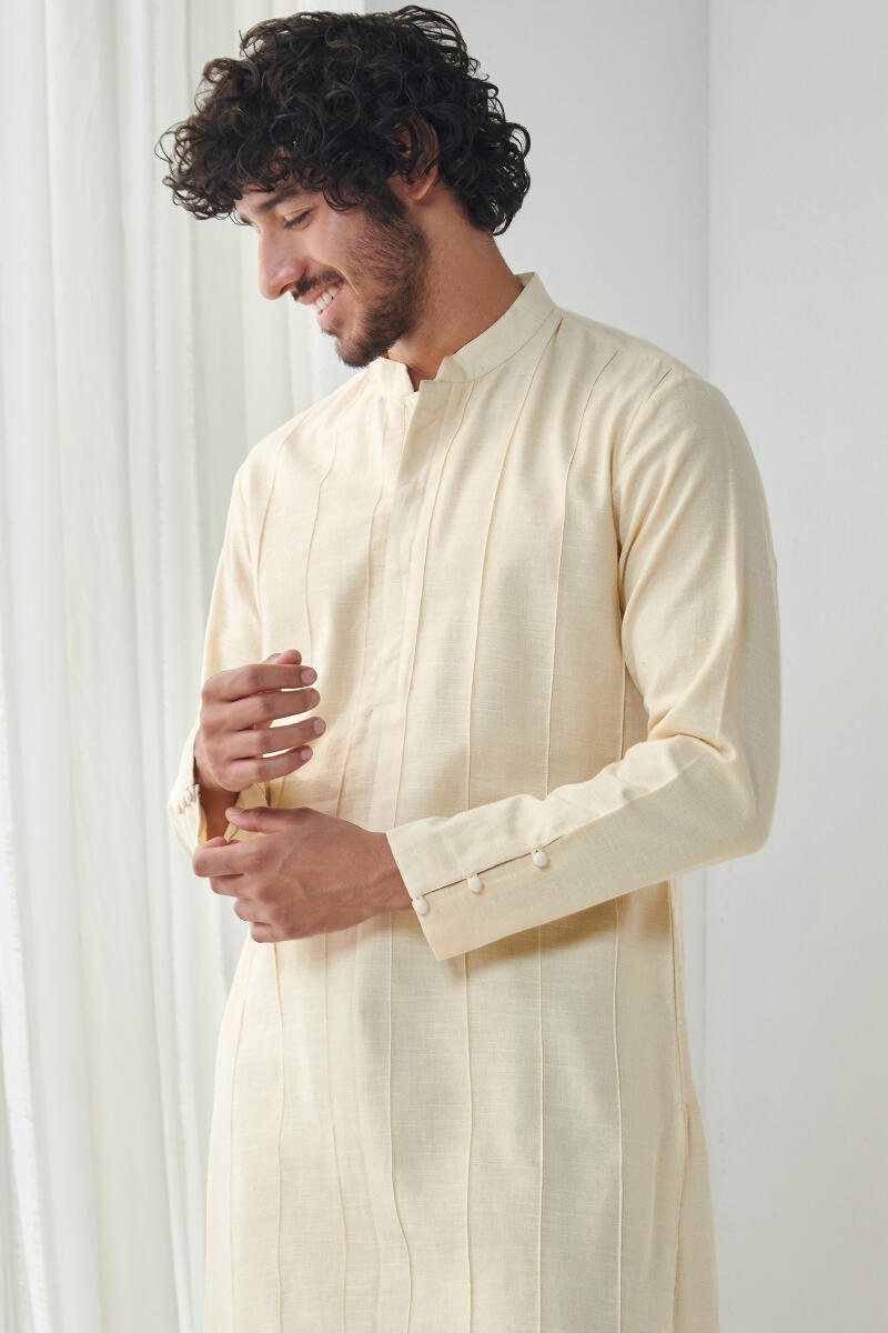 Yellow Handcrafted Cotton Kurta