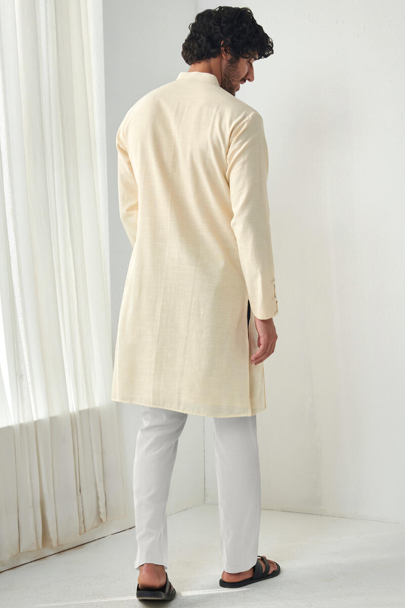 Yellow Handcrafted Cotton Kurta
