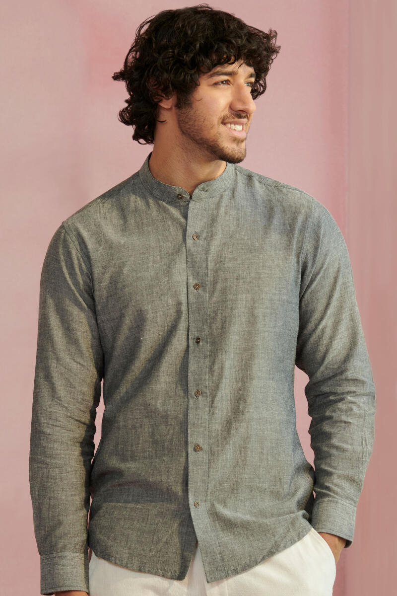 Grey Handcrafted Cotton Shirt