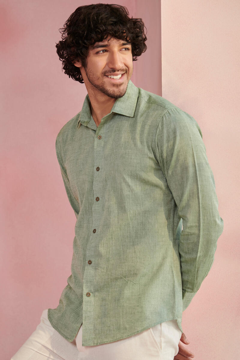 Green Handcrafted Cotton Shirt