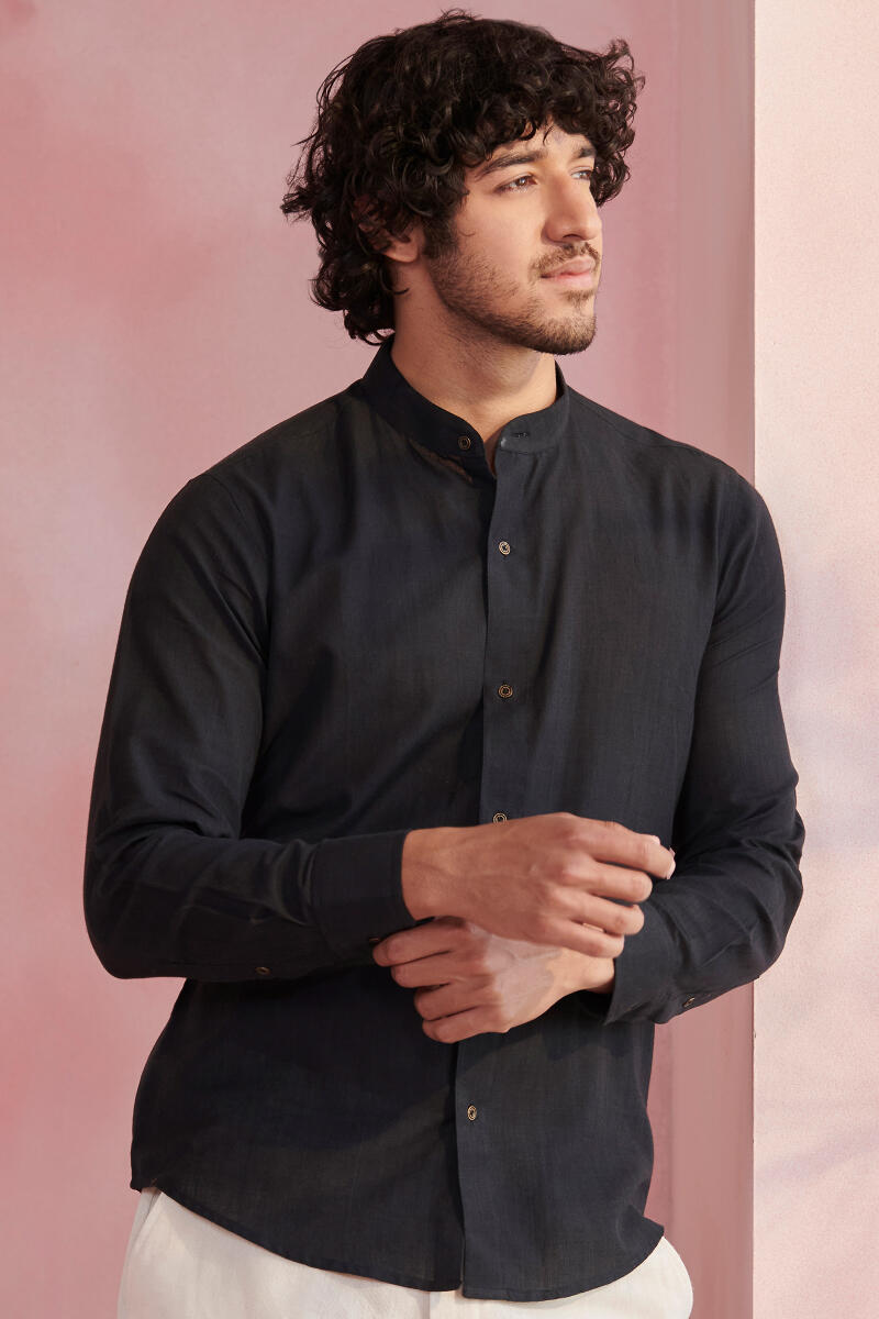 Black Handcrafted Cotton Shirt