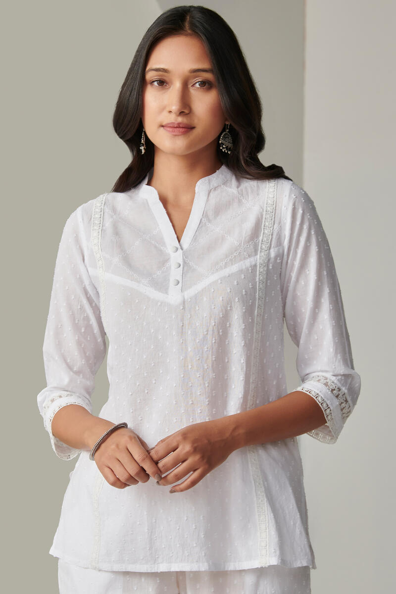 White Handcrafted Cotton Top