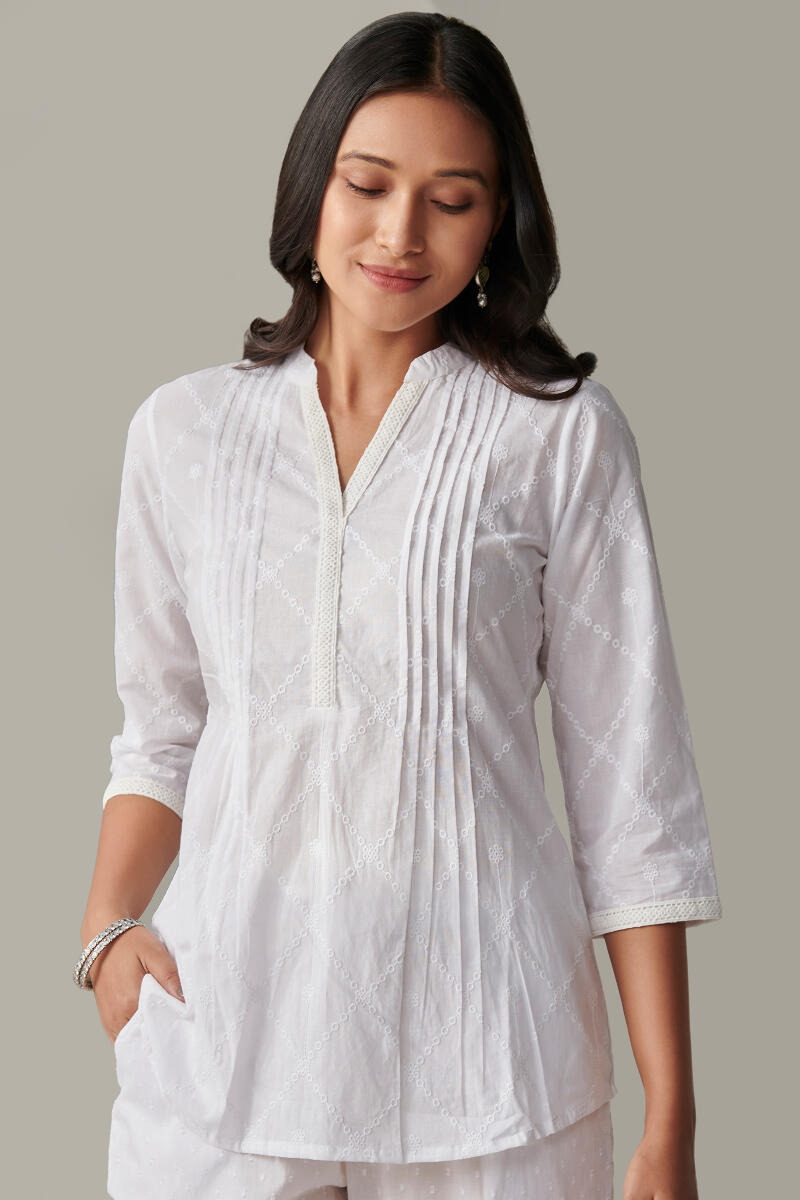 White Handcrafted Cotton Top