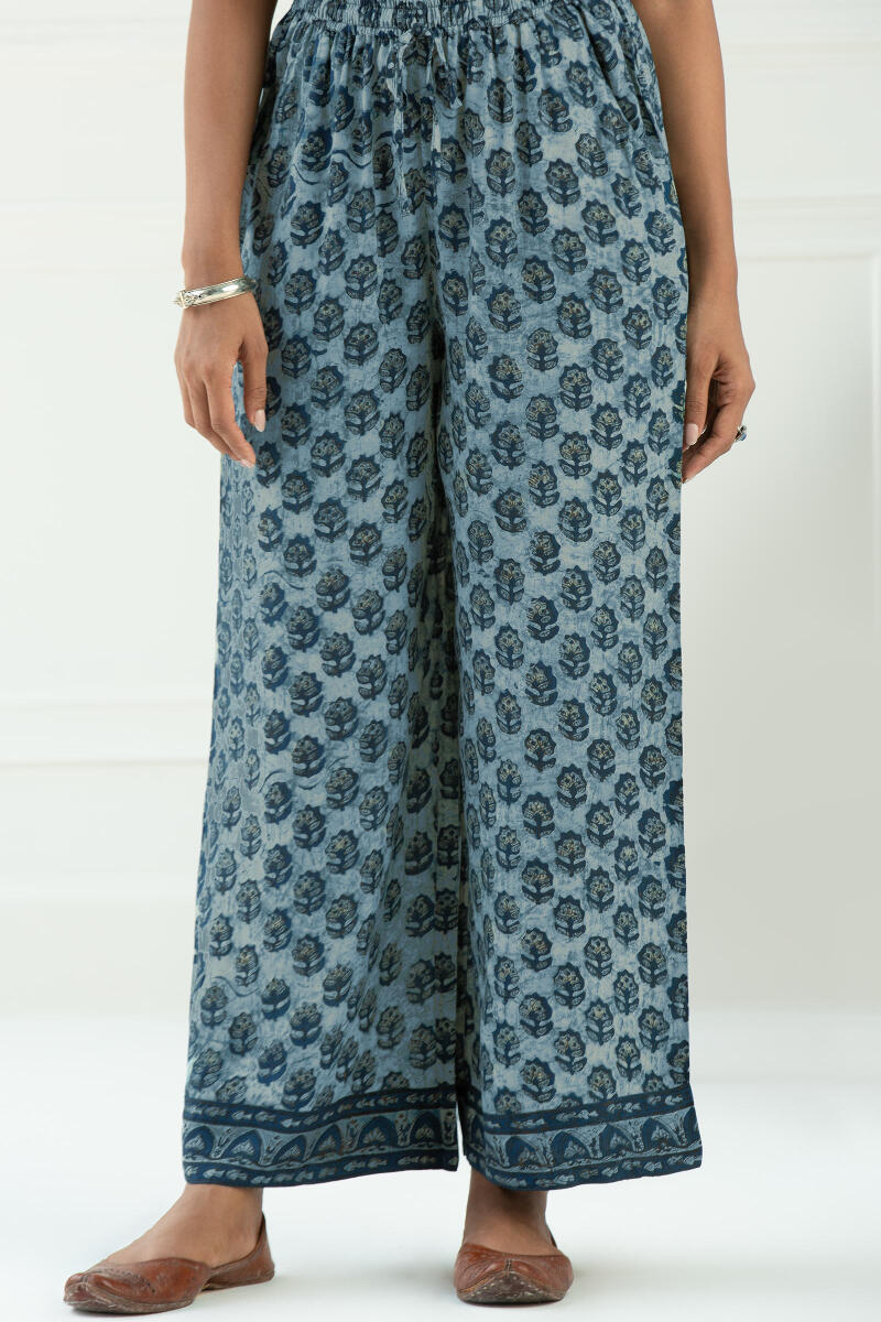 Indigo Block Printed Cotton Modal Farsi