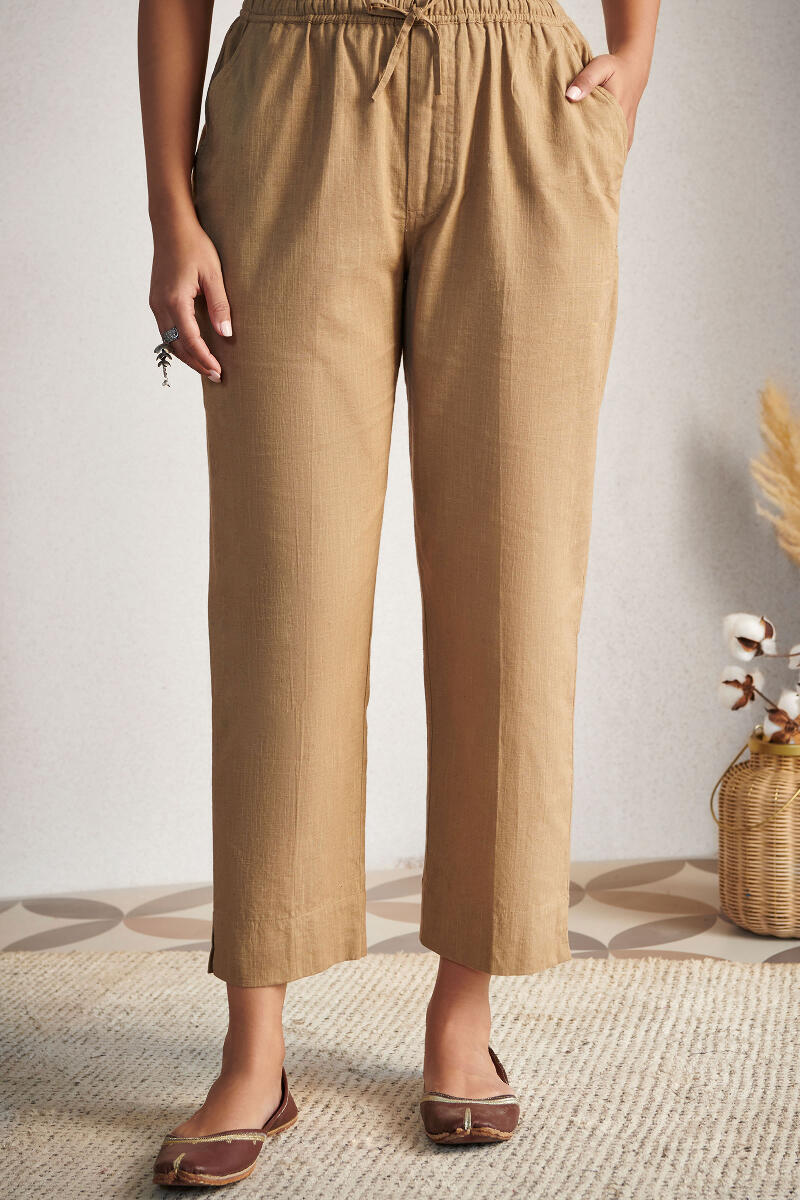 Brown Handcrafted Cotton Pants