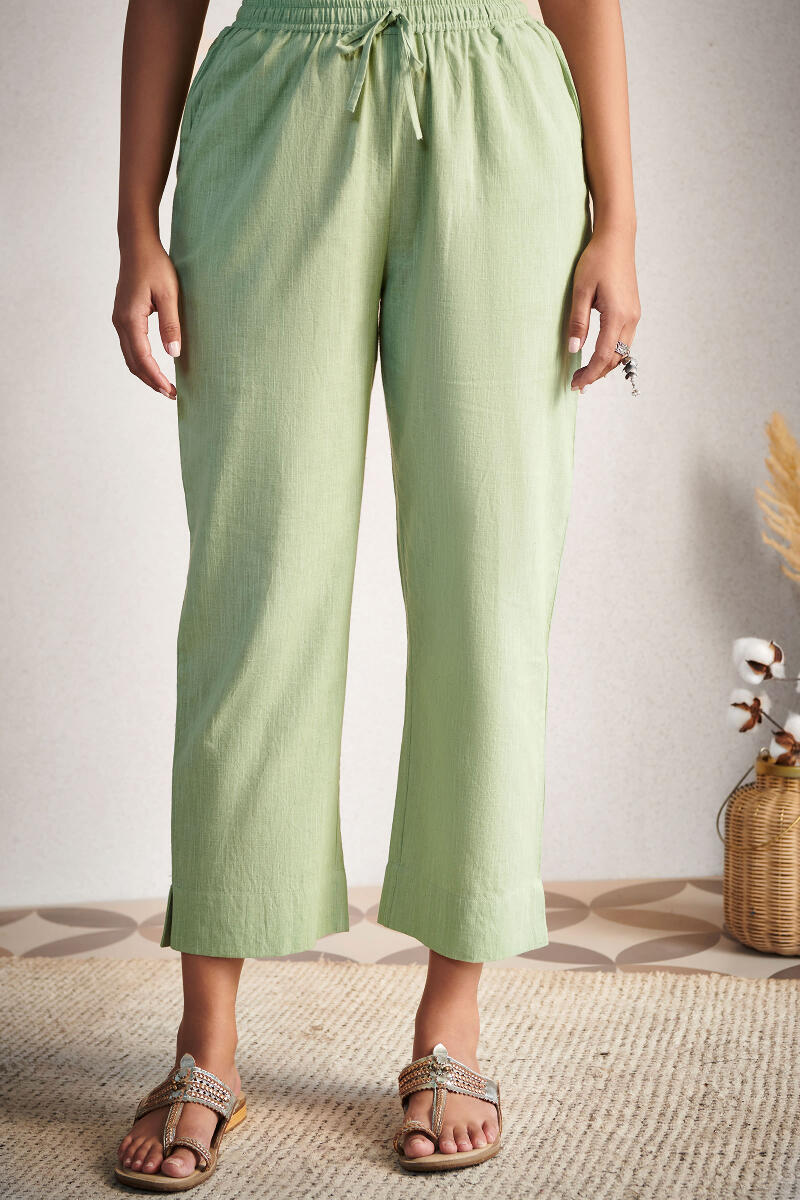 Green Handcrafted Cotton Pants