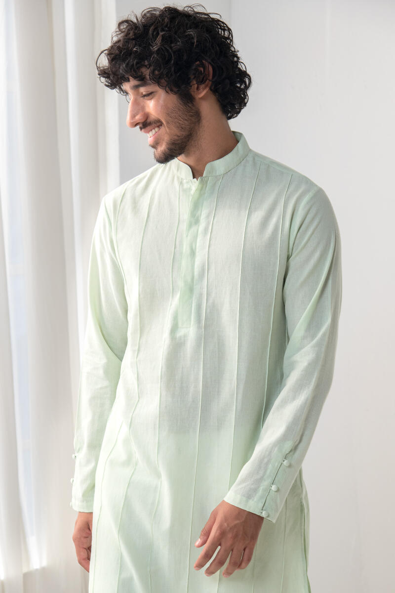 Green Handcrafted Cotton Kurta