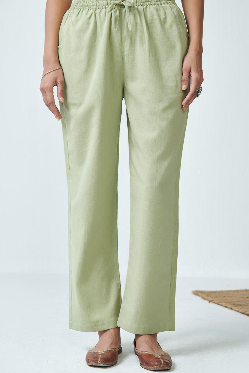 Green Handcrafted Cotton Pants