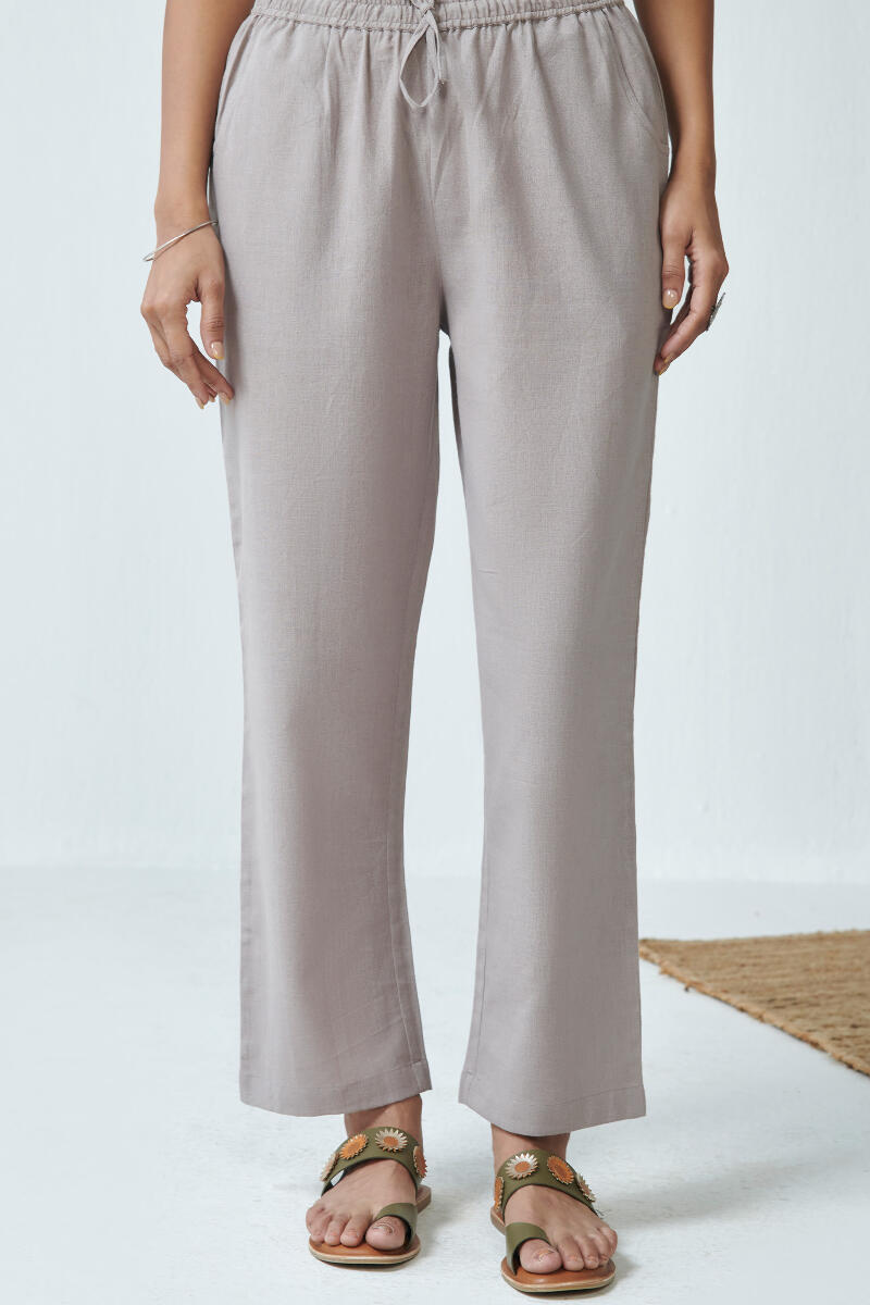 Grey Handcrafted Cotton Pants
