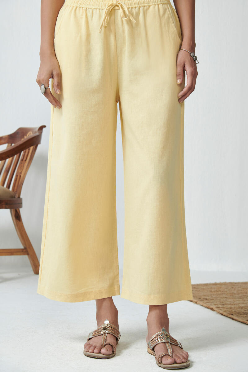 Yellow Handcrafted Cotton Farsi Pants