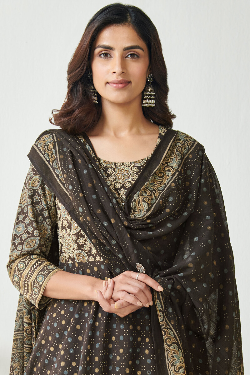 Green Hand Block Printed Cotton Dupatta