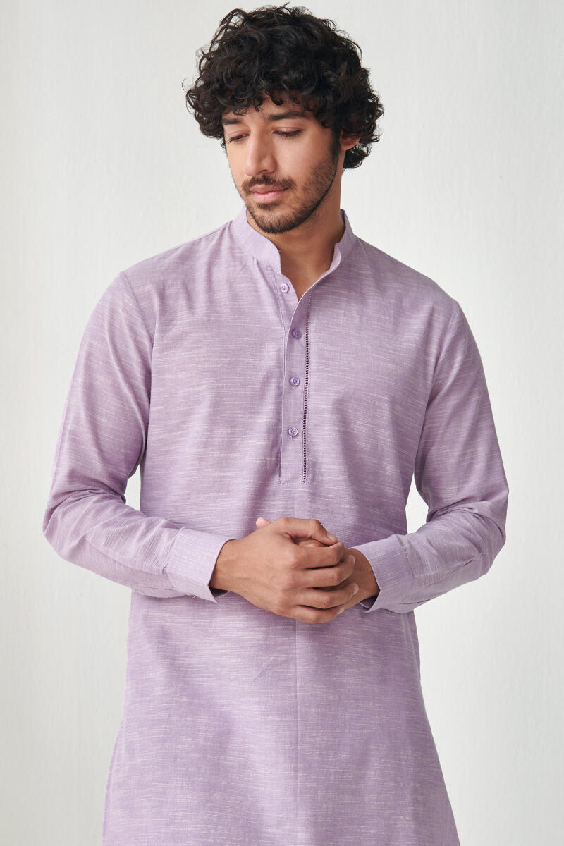 Lilac Handcrafted Cotton Kurta