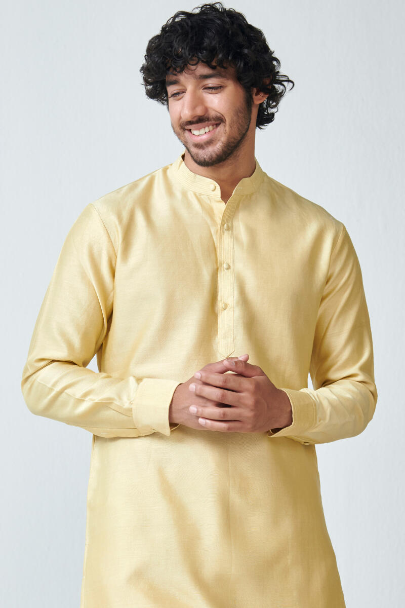 Yellow Handcrafted Chanderi Kurta