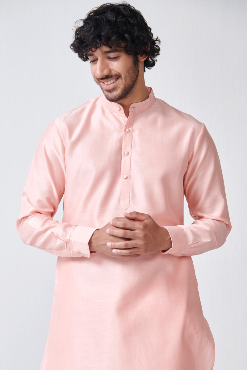 Pink Handcrafted Chanderi Kurta