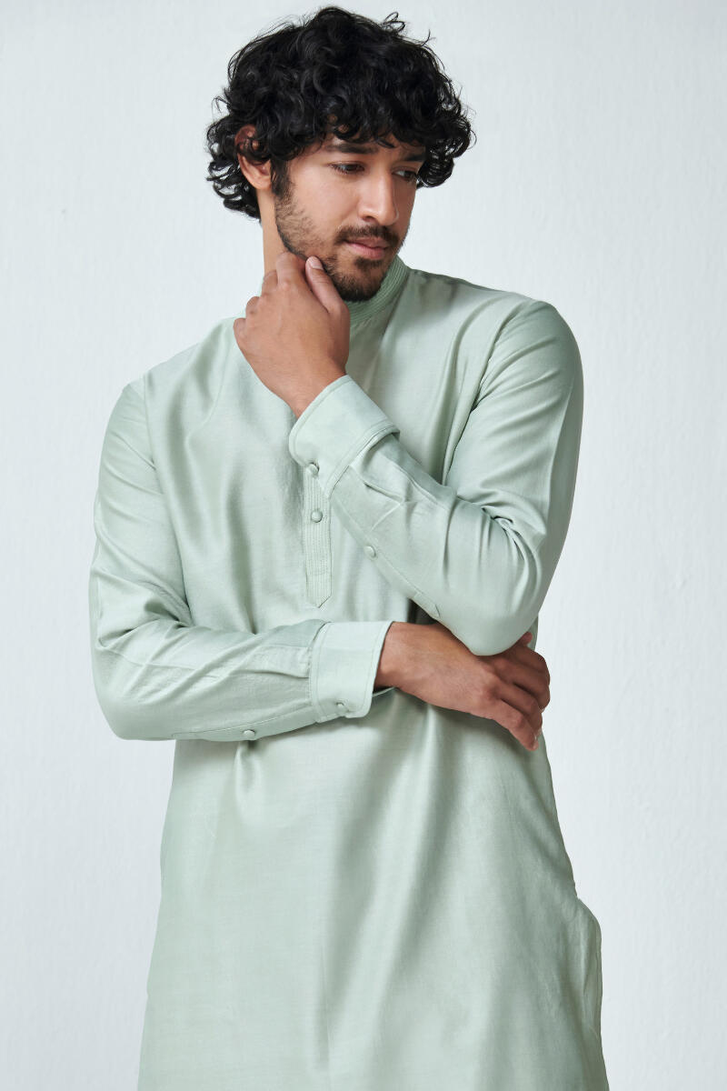 Green Handcrafted Chanderi Kurta