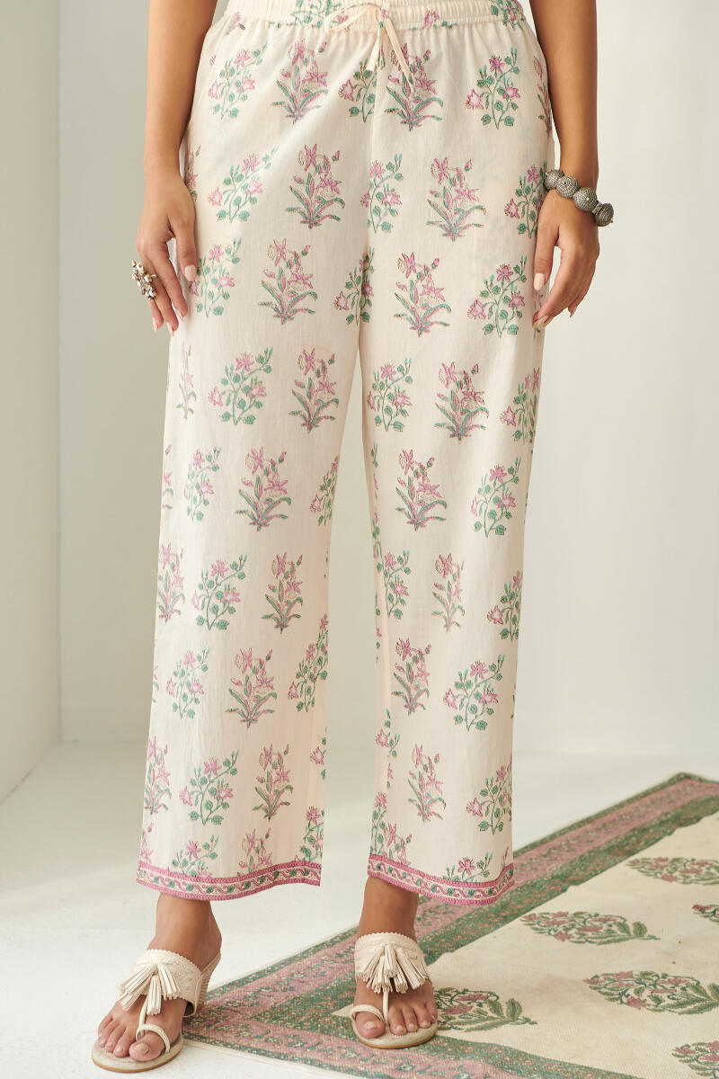 Off-White Hand Block Printed Cotton Farsi
