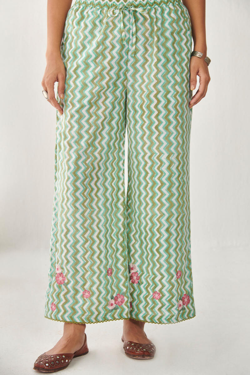 Green Hand Block Printed Cotton Farsi