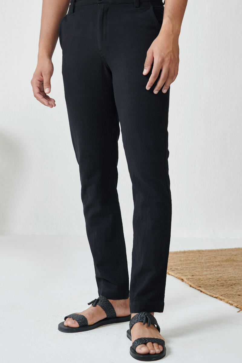 Black Handcrafted Cotton Pants