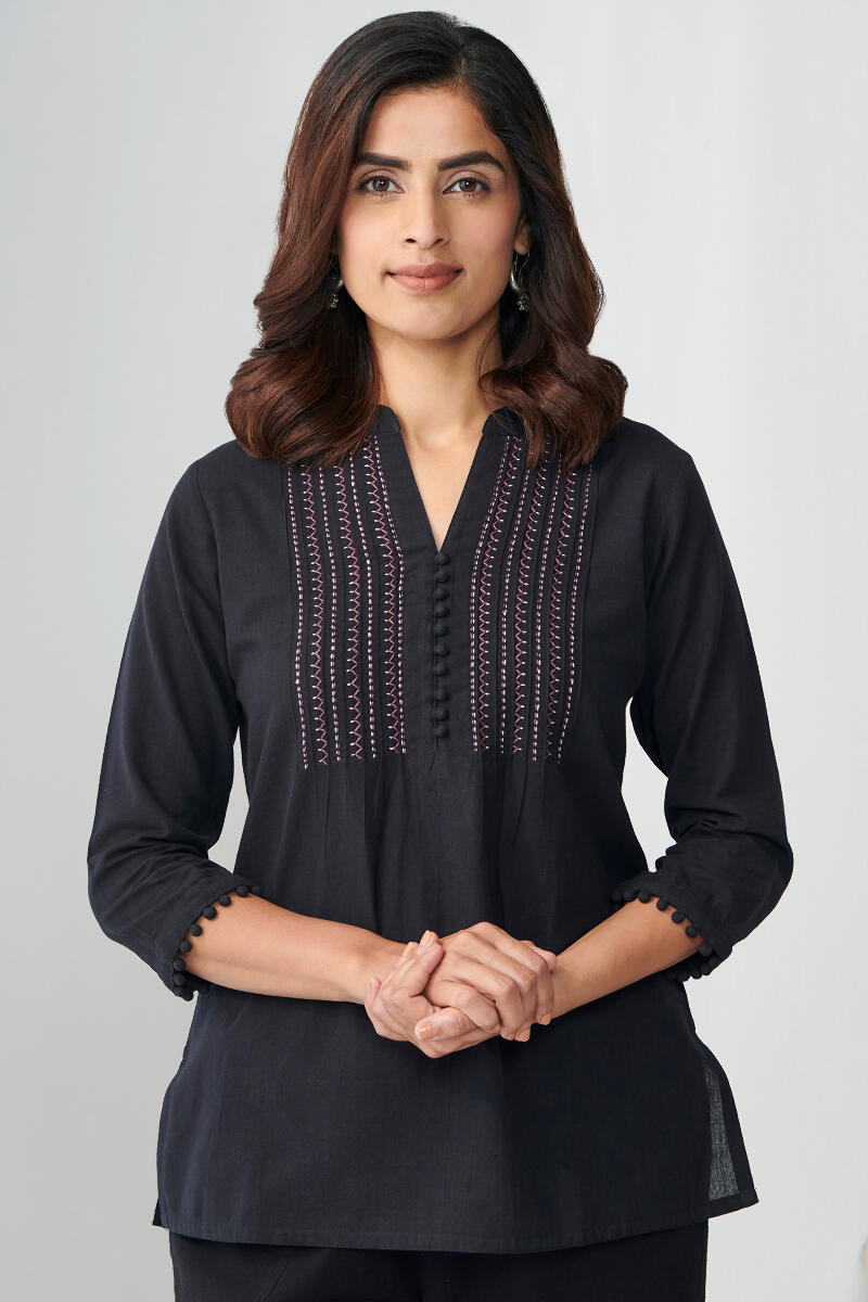 Black Handcrafted Cotton Top