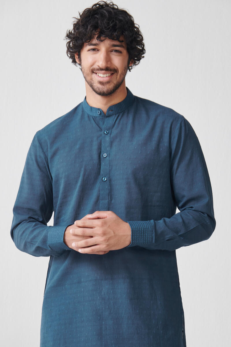 Blue Handcrafted Cotton Kurta