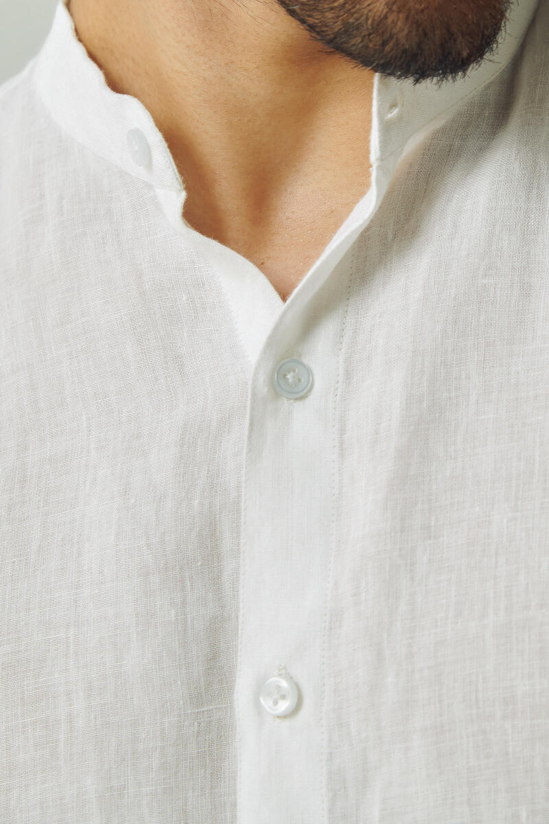 White Handcrafted Linen Shirt