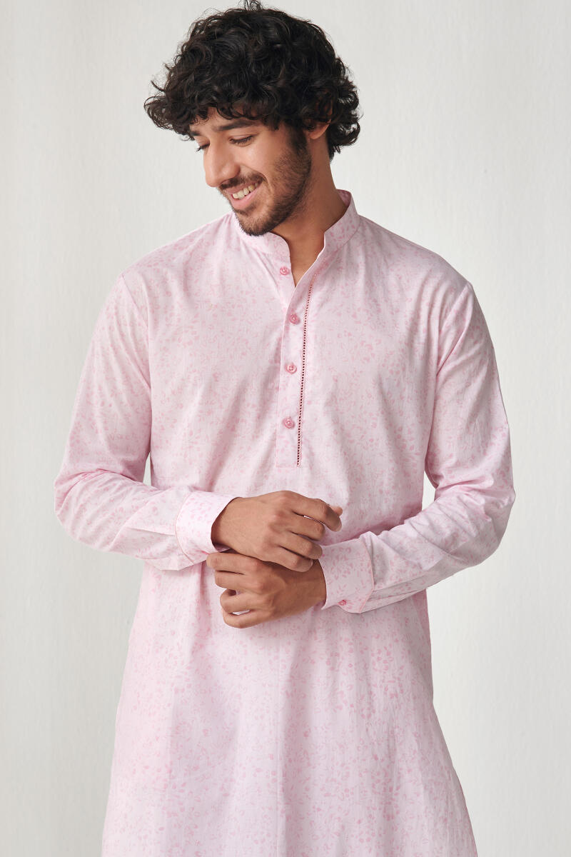 Pink Hand Block Printed Cotton Kurta
